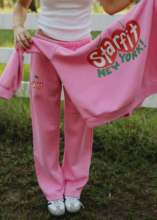 Pink Cherry Open Sweatpants
