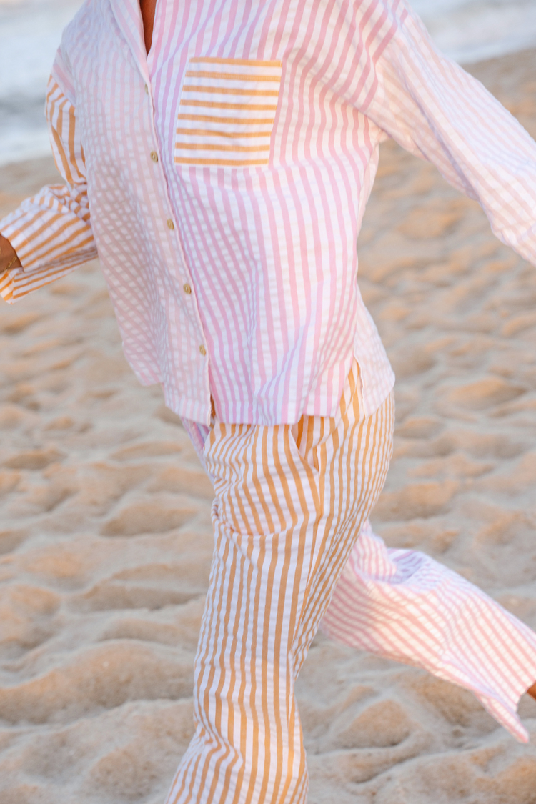 Striped Pyjamas Pattern Tri-Stripe Pajama Set – STARFIT