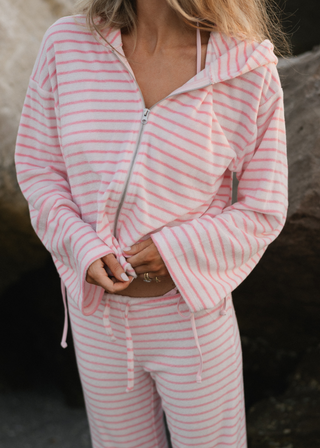 Pinky Striped Terry Zip Up