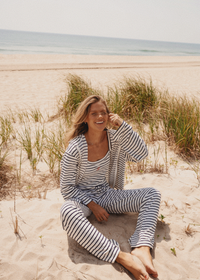 Striped Terry Zip Up