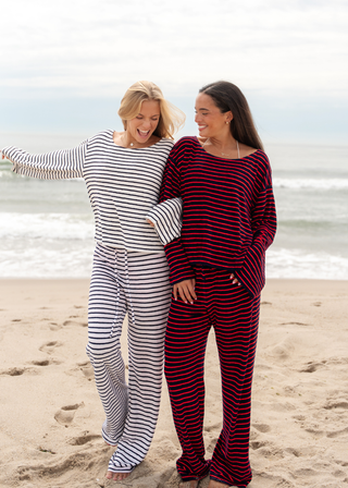 Striped Terry Boatneck Crew