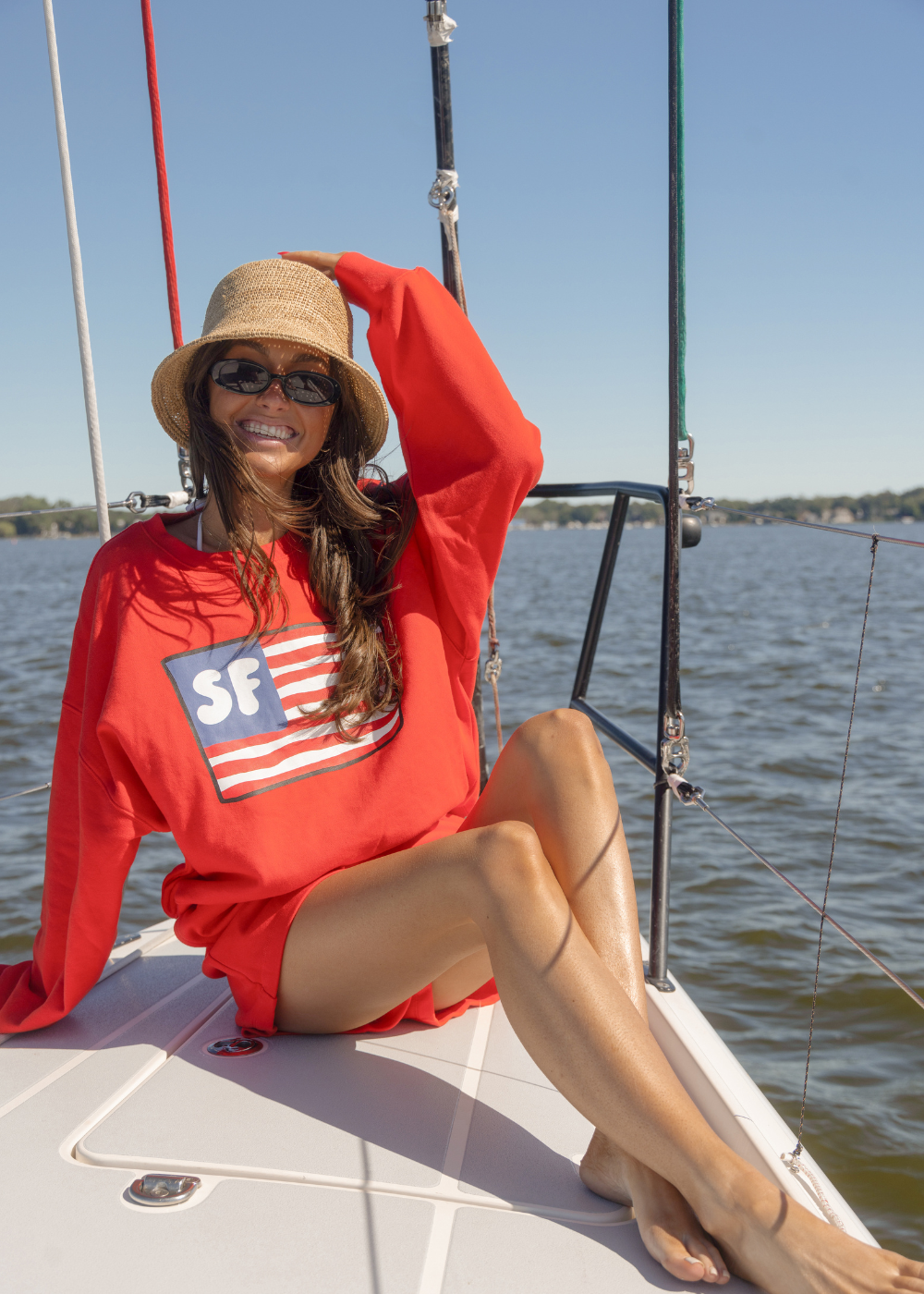 Springfield Cotton Knit With Us Flag And Star - Maillot De Survêtement Fille Imprimé Drapeau USA