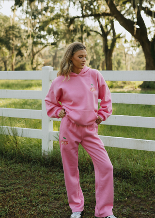 Pink Cherry Open Sweatpants