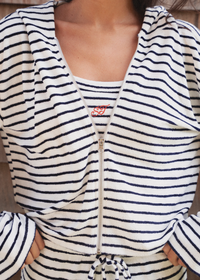 Striped Terry Zip Up