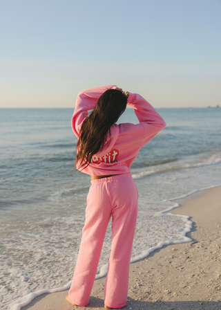 Pink Cherry Open Sweatpants