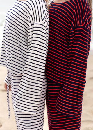 Striped Terry Boatneck Crew
