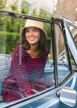 Striped Terry Boatneck Crew